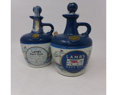 A flagon of Lamb's Navy Rum celebrating the marriage of Prince Andrew and Sarah Ferguson, 75cl, together with a ceramic decan