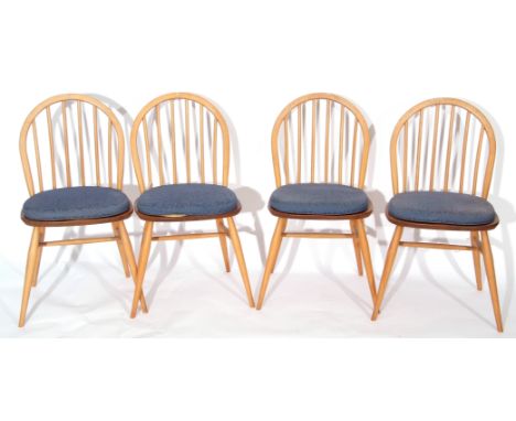 Set of four Ercol bentwood and stickback dining chairs