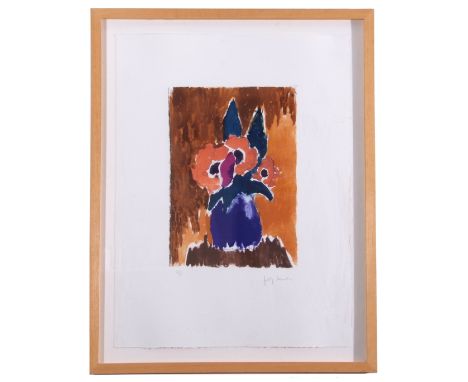 Josef Herman, Still life, A Vase of Flowers, Lithograph, signed and numbered 22/75 in pencil, 26.5 x 19ins.