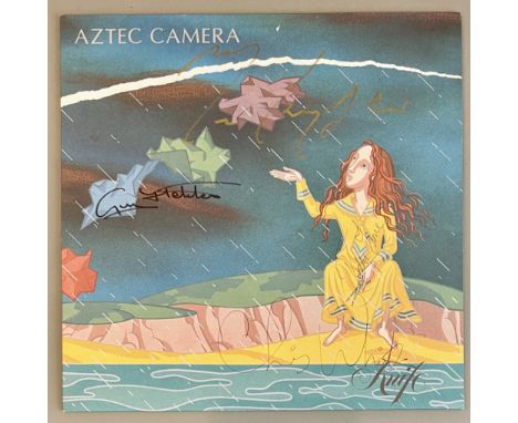 Vinyl / Autograph LP record: Aztec Camera - Knife, LP signed in gold pen by Mark Knopfler (Dire Straits - who produced the al