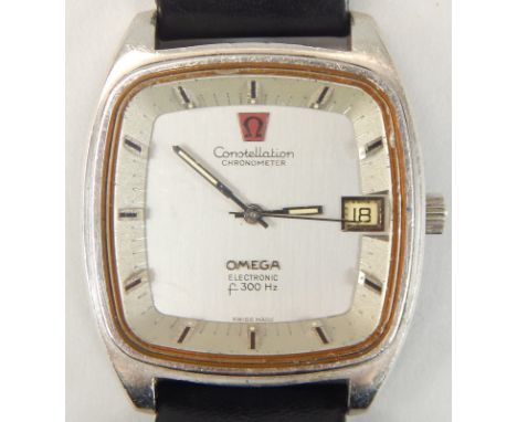 A 1970's Omega Constellation chronometer electronic gentleman's wristwatch, of square dial form, with separate chapter ring, 