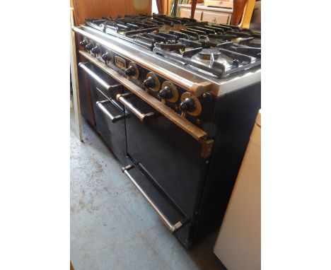 A Falcon black enamel brass and steel Range cooker, with five rings, 109cm wide. Available to view at Dunston House, Portland