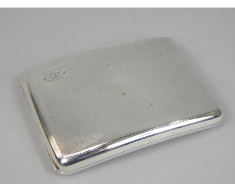 An Art Deco period engine turned silver cigarette case, bearing the monogram for GFR?, Birmingham 1930, 5oz