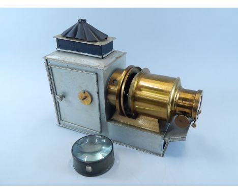 A late 19th/early 20thC magic lantern, bearing plaque for Church Army Lantern Department