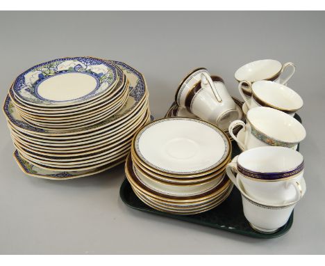 Miscellaneous china, to include a Royal Doulton Pavanne part tea service, some Harrow pattern pieces and a Royal Doulton Merr