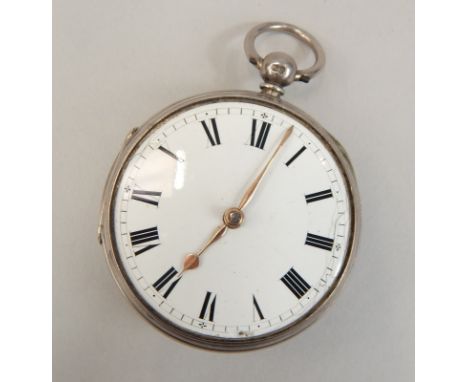 A Victorian open faced key wind pocket watch, with gilt fusee movement, having decorated pillars, and elaborately pierced coc