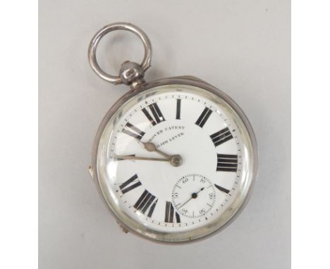 An Edward VII silver key wind pocket watch, having enamel dial with Roman numerals, surrounded by minute track, second subsid