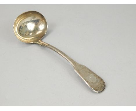 A Victorian silver Fiddle pattern ladle, engraved to the handle with a crest, Edinburgh 1846, 2¼oz