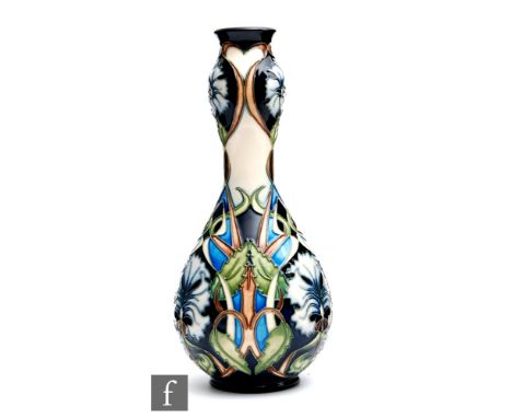 A Moorcroft Pottery Collectors Club gourd vase decorated in the Centaurea pattern designed by Rachel Bishop, impressed mark a