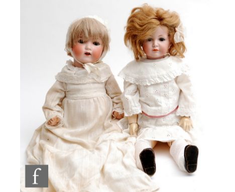 An early 20th Century Kammer &amp; Reinhardt Mein Liebling bisque socket head doll, sleeping brown eyes, closed mouth, auburn
