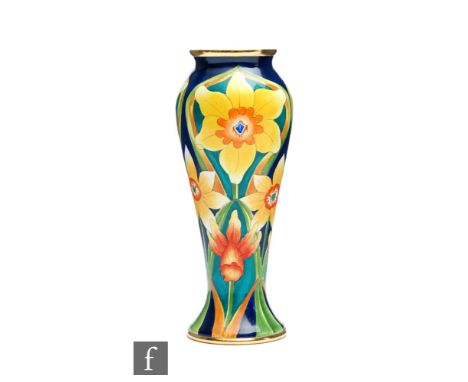 A Moorcroft Enamels vase decorated in the Daffodil Delight pattern designed by Marie Graves, printed mark, numbered 36 from a