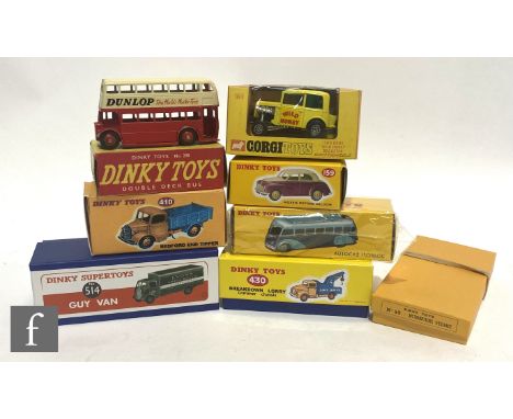 A collection of assorted diecast models, comprising Corgi Whizzwheels 164 Ison Bros Wild Honey Dragster, a Dinky 290 Double D