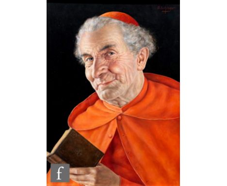 OTTO EICHINGER (1922-2004) - Portrait of a cardinal, oil on panel, signed, framed, 26cm x 19cm, frame size 40cm x 33cm.