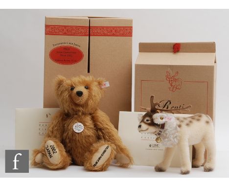 Two Steiff teddy bears, 037788 Reindeer, blonde mohair, height 23cm, limited edition 1186 of 2000, boxed with certificate, an