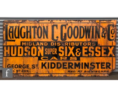 An early 20th Century enamel advertising sign for 'Laughton C. Goodwin & Co. Midland Distributors, Hudson Super Six & Essex C
