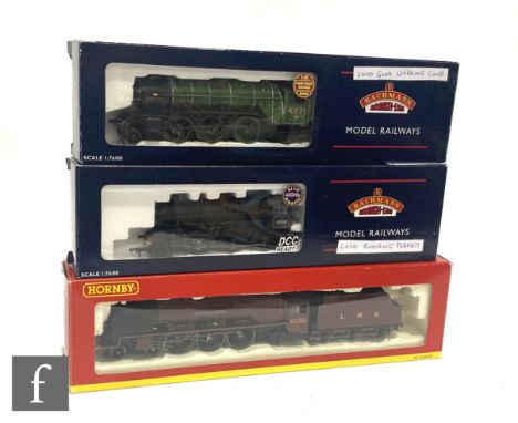 Three OO gauge locomotives, Bachmann 31-550A Heritage Range 2-6-2 LNER green 'Green Arrow', Bachmann 32-577 DCC ready Ivatt C