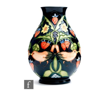 A Moorcroft Pottery baluster vase decorated in the Strawberry Thief pattern designed by Rachel Bishop, impressed marks, marke