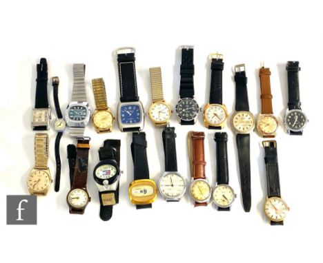 Nineteen assorted mid to late 20th Century gold plated and stainless steel gentleman's and lady's wrist watches to include Su