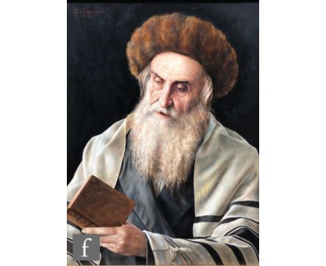 OTTO EICHINGER (1922-2004) - Portrait of a Rabbi reading the scriptures, oil on panel, signed, framed, 26cm x 19cm, frame siz