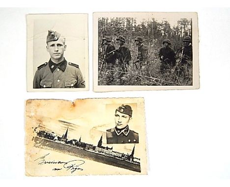 LATVIAN LEGION (WAFFEN-SS) BLACK & WHITE PORTRAIT PHOTOGRAPH 'RIGA'  with inset pass-port size, head and shoulder study of a 