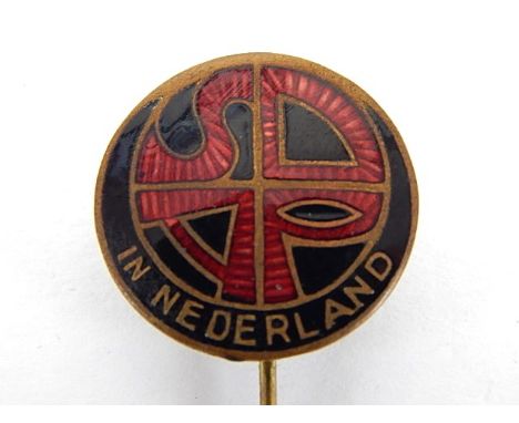 DUTCH NSB (NATIONAAL SOCIALISISCHE BEWEGING IN NEDERLAND) ENAMEL STICKPIN  with knurled pin, 65mm