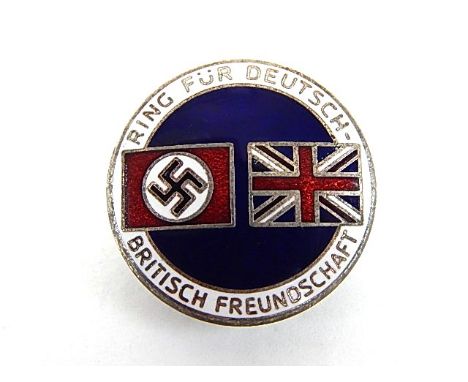 GERMAN 'BRITISCH FREUNDSCHAFT' ENAMEL LAPEL BADGE  domed construction, maker marked to reverse, complete with pin and catch