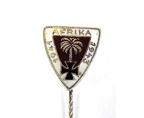 GERMAN AFRIKA CORPS VETERANS COMMEMORATIVE ENAMEL STICKPIN 1941 - 1943, 3.5cm high