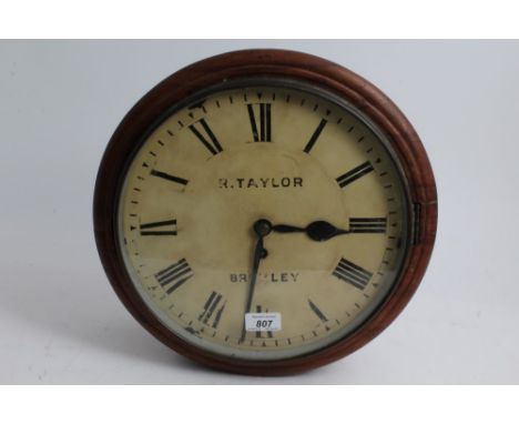 Victorian wall clock with chain-driven fusee movement, 12 inch white enamel dial, signed - R. Taylor, Bromley, in a mahogany 