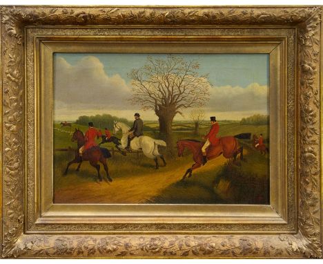 Follower of Francis Calcott Turner (1795 - 1846), oil on canvas - hunting scene, signed with monogram, in giltwood frame, 41c