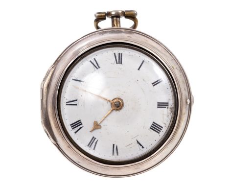 George III silver pair-cased pocket watch, by W. Tomlinson, London, the fusee movement with verge escapement, signed and numb