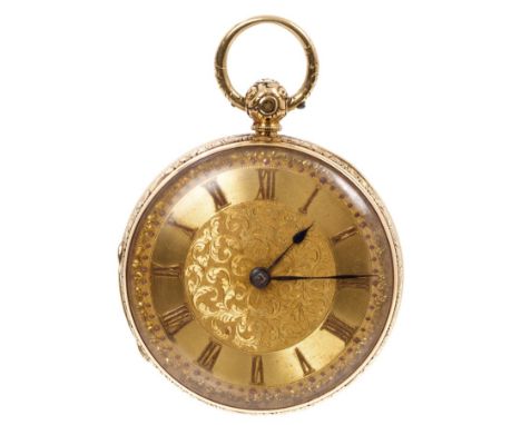 Victorian gold (18ct) pocket watch with key-wind fusee movement, by G. & W. E. Etheridge of Norwich, the circular engraved go
