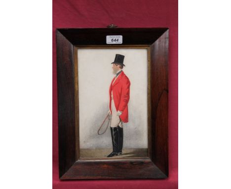 Mid-19th century English School pencil and watercolour portrait of Charles John, 6th Duke of Rutland (1815 - 1888), in huntin