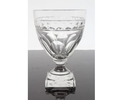 Six George IV cut glass rummers with diamond cut bands and slice cut decoration, on star cut bases, 14cm CONDITION REPORT One