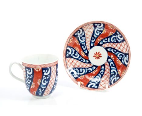 Rare 18th century Worcester Queen Charlotte variant pattern coffee cup and saucer - seal marks to bases CONDITION REPORT Cup 