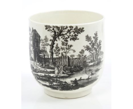 18th century Worcester beaker with Hancock printed 'Three Fishers' pattern decoration, circa 1760, 7cm CONDITION REPORT Sligh