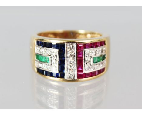 A GOOD RUBY AND DIAMOND RING.