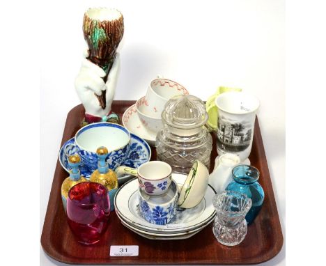 A collection of 19th century ceramics including cups and saucers, vases etc