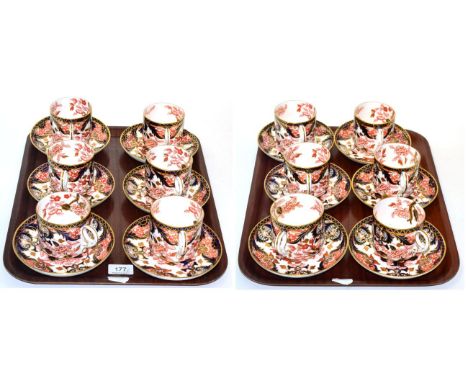 A set of twelve Royal Crown Derby Imari tea cups and saucers, pattern number 383