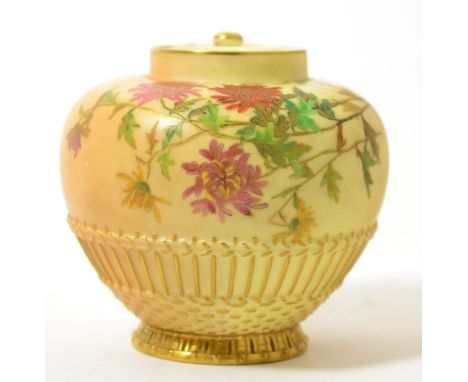 A Royal Worcester blush ivory vase and cover, pattern 1286