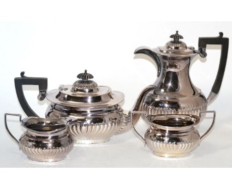 A four piece silver tea service, Sheffield 1976