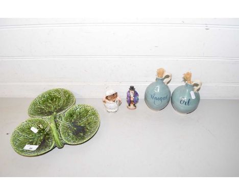 Mixed lot of ceramics comprising a Beswick Beatrix Potter model Mrs Tigglewinkle, a leaf formed Hors D'Oeurves dish, vinegar 