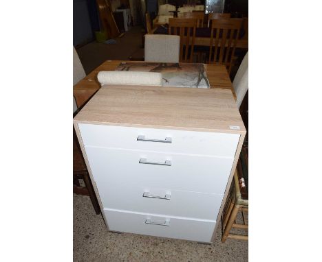 Modern light wood finish four drawer chest