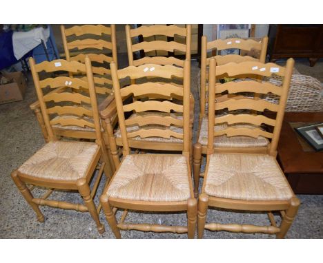 Set of six modern ladder back dining chairs
