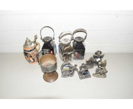 Mixed Lot: Cast metal Myth &amp; Magic figures together with small lanterns, beer stein and other items