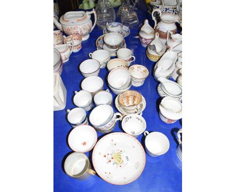 Mixed Lot: 19th Century tea and coffee cups to include examples by Spode, New Hall and others