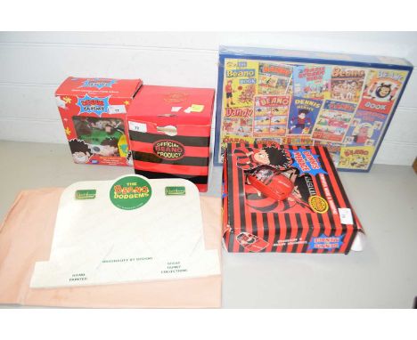 Mixed Lot: Beano and Dennis the Menace items to include computer mouse and mouse pad, jigsaw puzzle, camera and photo album (
