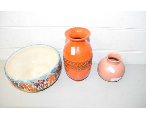 Mixed Lot comprising a Poole Pottery vase, an Italian pottery mid Century vase, and a Pheonix pattern bowl (3)