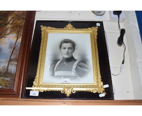 Late 19th/early 20th Century photographic print, probably on porcelain, portrait of a young lady, marked G T Y Dickinson, set