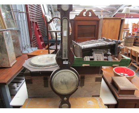 A dial clock, barometer and another clock (3) 