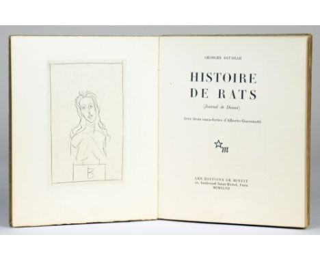 Alberto Giacometti - Georges Bataille. Histoire de rats. (Journal de Dianus). Avec trois eaux-fortes d’ Alberto Giacometti. P